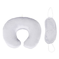 Combo Gối Cổ Chữ U Và Bịt Mắt Thivi Màu Trơn 11 - Trắng Xám