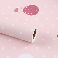 Giấy dán tường khinh khí cầu trái dâu tây có keo sẵn khổ rộng 45cm, giấy decal dán tường phòng ngủ cho bé
