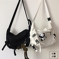 túi vải đeo chéo canvas Unisex trơn thời trang Hàn quốc đi học , đi chơi