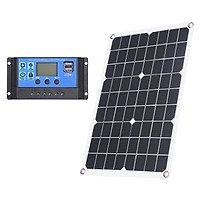 30W D C 9V/18V Flexible Solar Panel with 50A L-ED Display Controller Kit Set with USB/ Type C Interface & Car C-harger