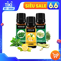 Combo 3 Tinh Dầu Nguyên Chất Nomad: Tinh Dầu Bạc Hà (10ml) + Tinh Dầu Chanh (10ml) + Tinh Dầu Sả Tươi (10ml)