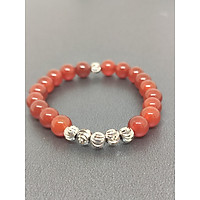 Vòng Tay Đá Mã Não Đỏ 08 Ly phối Charm trắng CV0058