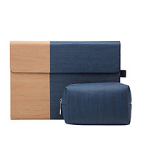 Set bao da, cặp da chống sốc, chống nước cho Microsoft Surface Pro 4, 5, 6, 7 kèm ví đựng sạc, chuột xanh mix vàng