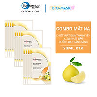 Hộp 12 miếng Mặt nạ dưỡng trắng da chiết xuất quả thanh yên Yuzu Nhật Bản Bio-essence 20ml (12 miếng x 20ml)