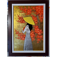 TRANH VẼ SƠN MÀI CAO CẤP - THIẾU NỮ ÁO DÀI -SM317