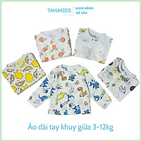 Áo sơ sinh cho bé , Áo dài tay bé gái bé trai thu đông Quần áo bé trai bé gái vải mềm mại có khuy cài
