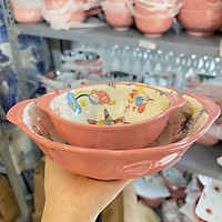 Set Bát Đĩa Chén Dĩa Sứ Pony Hồng Bát Ăn Cơm, Tô Sứ Decor Dễ Thương