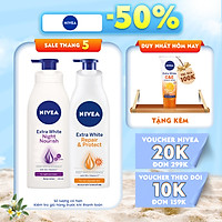 Bộ đôi chăm sóc phục hồi da Sữa Dưỡng Thể Dưỡng Trắng NIVEA Ban Ngày Giúp Phục Hồi & Chống Nắng SPF30 (350ml) - 88311 & Sữa Dưỡng Thể Dưỡng Trắng NIVEA Giúp Phục Hồi & Săn Da Ban Đêm (400ml) – 88126
