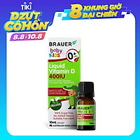 Vitamin D 400IU dạng nước Brauer Baby & Kids Liquid Vitamin D 400IU cho trẻ sơ sinh và trẻ nhỏ (10 ml)