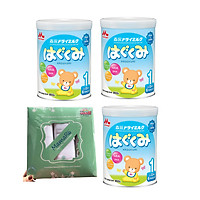 Combo 3 hộp sữa morinaga số 1 Hagukumi (850g) - Tặng set 3 khăn tắm