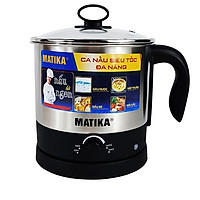 Ca nấu đa năng 600W, 1.6L, lòng inox 304 Matika MTK-1612 dùng để nấu mì, luộc trứng, nấu lẩu, thích hợp nấu ăn văn phòng-HÀng chính hãng