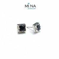 Khuyên tai Chrome heart - Khuyên tai bạc nụ đá đen cá tính - Cam kết chuẩn bạc 081