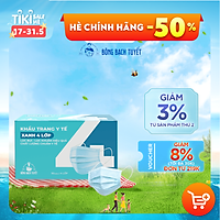 Khẩu trang Bông Bạch Tuyết 4 lớp xanh (50 cái/hộp)