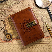 Vintage Brown B6 Rudder Leather Journal Diary Notebook With Combination Lock