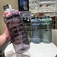 BÌNH ĐỰNG NƯỚC CAO CẤP 2 LÍT ( 2000ML ) CHIA VẠCH, BÌNH NƯỚC THỂ THAO CÓ ỐNG HÚT & STICKER TẶNG KÈM - BÌNH NƯỚC TMBOOKS