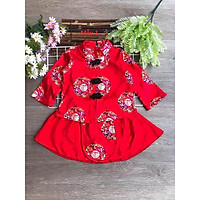 (Set 3) Áo + tà yếm + váy liền chip bé gái kiểu tàu, in họa tiết hoa 3D - Quần áo trẻ em - SockiMall (190507).