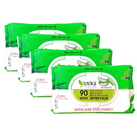 Combo 4 Gói Khăn Ướt Yuniku 90 Tờ Không Hương ( 90 tờ x 4 )
