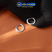 Bông tai bạc nữ hình vòng tròn đính đá Basic 14mm bạc 925 thời trang phụ kiện trang sức nữ Viễn Chí Bảo B400072