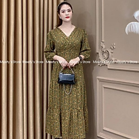 Đầm Trung Niên Cao Cấp, Váy Hoa Dáng Dài Cho Mẹ Vải Lụa Satin Mềm Mịn Không Nhăn (TN22)