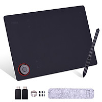 Professional Graphics Drawing Tablet Writing Board with Controller Knob 8192 Levels Battery-Free Stylus/30pcs Nibs/Pen