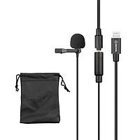 BOYA Cardioid Lavalier Lapel Clip-on Microphone Detachable Single Head with 3.5mm TRS to Lightning Cable Compatible with