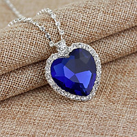 Crystal Pendant Necklace Titanic Heart Of The Ocean Necklace Valentines Gift
