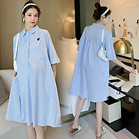 Đầm bầu sọc đẹp đầm sơ mi thiết kế sang trọng DN31