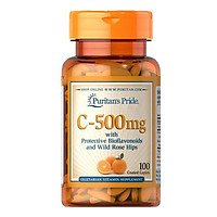 Viên Uống Puritan's Pride Vitamin C 500 mg with Bioflavonoids & Wild Rose Hips 100 v của Mỹ, Bổ Sung Vitamin và khoáng chất, tăng sức đề kháng, hệ miễn dịch, hạn chế sự xâm nhập của virus, vi khuẩn, phòng cảm lạnh