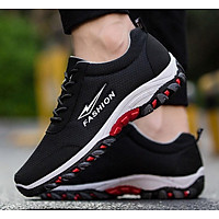 Giày Sneaker nam buộc dây, hai màu đen - xanh, đế cao su 2 lớp êm, có rãnh chống bắn nước, ma sát cao, đi bộ, tập gym, chơi thể thao G150