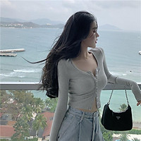 JANE Áo dài tay nữ mùa hè mới mỏng ôm body tôn dáng Hàng QUẢNG CHÂU J0011