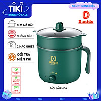 Nồi lẩu mini đa năng 2 tầng - Ca nấu mì điện núm xoay 2 nấc nhiệt kèm giá hấp chịu nhiệt miDoctor
