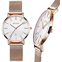 Ladies Steel Watch,OLEVS Watches for Women,Waterproof Mesh Strap Watch Women,Slim Casual Women Watches with Date Display,Female Ultra Thin Watches,Women's Fashion Watch Promotion,Female Watch on Sale