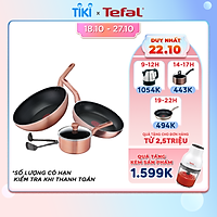 Bộ nồi chảo Tefal Cook & Shine 5 món gồm Chảo chiên 24 cm, Chảo xào 28cm, Quánh 18cm, Sạn và Vá - Hàng chính hãng