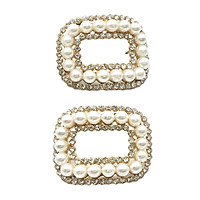 1 Pair Faux Pearl Shoe Buckle Shoe Clips For Wedding Party Shoe Decoration