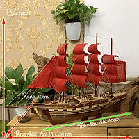 Mô hình thuyền gỗ thuyền trang trí phong thủy tàu chở hàng France II_Pháp - Thân tàu dài 60cm - Gỗ Tự Nhiên