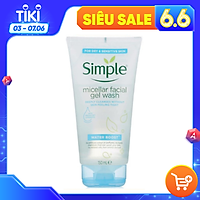 Gel Rửa Mặt Dưỡng Ẩm Cho Da Khô Nhạy Cảm Simple Water Boost Micellar Facial Gel Wash 150ml