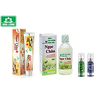 Bộ Sản Phẩm Chăm Sóc Răng Miệng Hoàn Hảo Từ Dược Phẩm Hoa Linh - Răng Trắng Thơm Miệng Tự Tin Giao Tiếp - Kem Đánh Răng Ngọc Châu 100g + Nước súc MIệng Ngọc Châu + Combo 2 Xịt Thơm Miệng Gree Lux 2 Loại