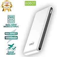 Pin Sạc Dự Phòng ROBOT RT180 10000mAh Thiết Kế Nhỏ Gọn 1 Cổng USB Và 1 Cổng Micro/Type-C - Hàng Chính Hãng