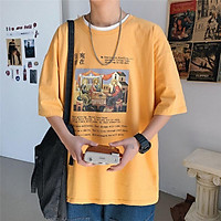 4 Color【M-3XL】 Summer New Style Fashion Trend Printed Graphic Short Sleeve T-shirt Men Breathable Unisex Half Sleeve T-shirt Oversize Student Couple Short T-shirt Couple Wear