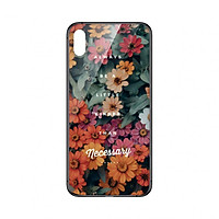 Ốp lưng KÍNH CƯỜNG LỰC VIỀN ĐEN cho iPhone X HOA CÚC NHỎ - Hàng chính hãng