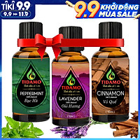 Combo 3 Tinh Dầu Oải Hương + Tinh Dầu Bạc Hà + Tinh Dầu Vỏ Quế Nguyên Chất - Tinh Dầu TIDAMO Cao Cấp Xông Phòng Giúp Thư Giãn, Thơm Phòng Và Nâng Cao Sức Khỏe (3 chai 10ML)