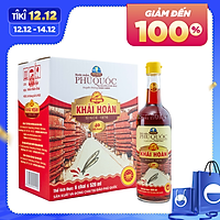 Hộp 6 chai thủy tinh nước mắm Phú Quốc Khải Hoàn 40 độ đạm (520ml x 6)