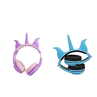 2x Wireless LED Cute Ear Headphone Folding Headset Earphone for Kids Girls Boys