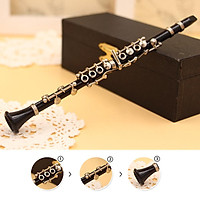 Mini Clarinet Model Musical Instrument Miniature Desk Decor Display with black leather box + bracket