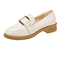 【Quần áo SF】Spring and Autumn New Casual Pumps Thick Heel with British Style Women's Small Leather Shoes Slip-on Lofter Loafers Fashion