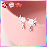 Bông tai bạc hoa anh đào nữ tính, Bạc S925 cao cấp, trang sức Hàn Quốc - Tiệm Bạc bé tí xíu