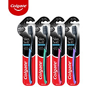 Bộ 4 bàn chải đánh răng Colgate than hoạt tính kháng vi khuẩn SlimSoft Charcoal mềm mảnh (Màu và Bao bì ngẫu nhiên)