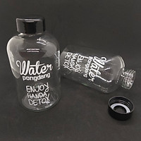 Combo 2 Chai Thủy Tinh đựng nước DETOX 600ML - Nắp nhựa có giăng cao su (Bình đựng nước, đựng sữa, chai đựng nước ép)