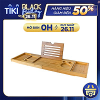 Khay đựng đồ gác bồn tắm bằng tre với giá đọc sách giá để rượu … có thể mở rộng