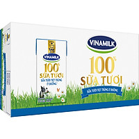Thùng 48 Hộp Sữa Tươi Tiệt Trùng Vinamilk 100% Ít Đường (110ml / Hộp)